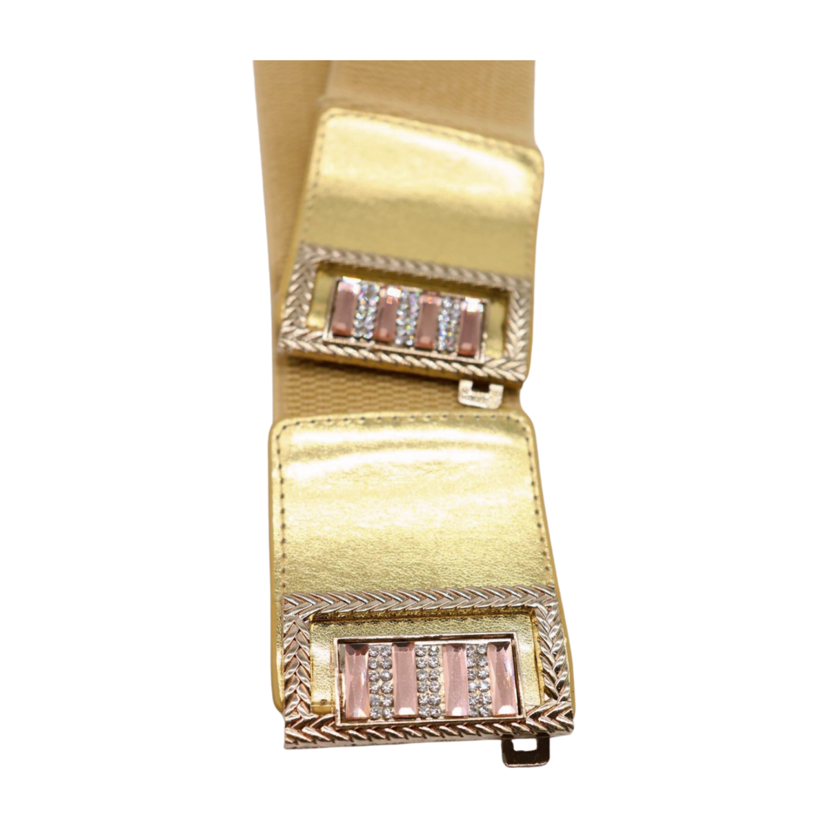6835 Women Wide Stretch Band Fashion Belt Hip High Waist Gold Metal Bling Women Bling Gold Color Wide Elastic Cinch Band Fashion Belt  main image 2