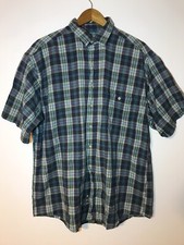Eddie Bauer Men's Plaid Short Sleeve Button Down Shirt Size XL Blue