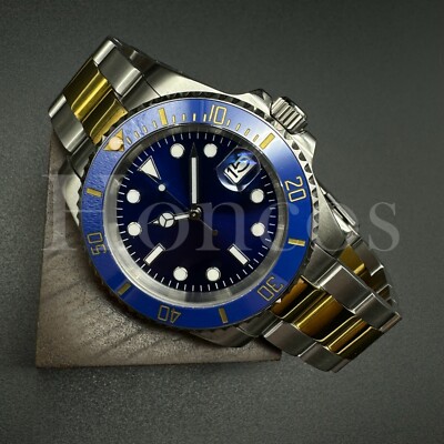 Custom Made SUB Style Watch SKX NH35 Movement Blue Dial BL/GD Bezel S/GD Oyster