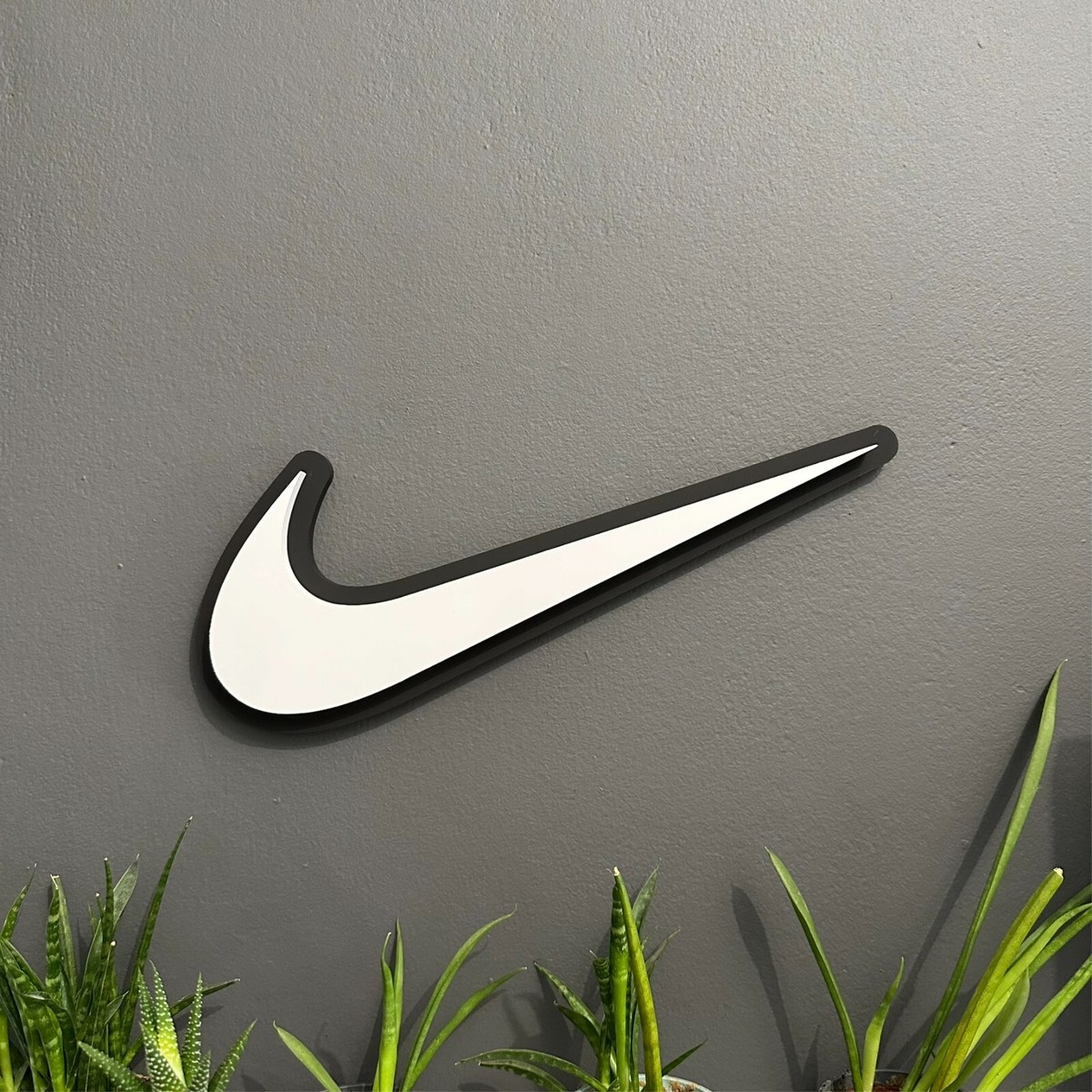 Nike Swoosh Wall Decor Black And White 30cm