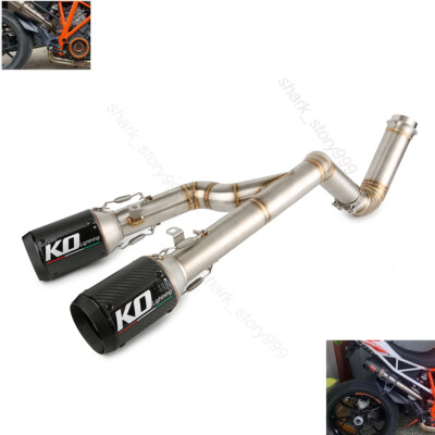 Modified System Exhaust Pipe Carbon Tips Mid Pipe for 1290 Super Duke R 2014-16