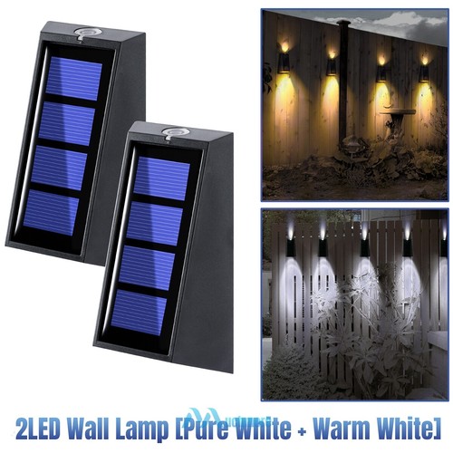 2Pack Solar Wall Lights Dual Color Waterproof Up & Down Balcony Garden Yard Lamp - Picture 2 of 22