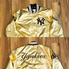 New York Yankees Starter G-III Jacket Satin Gold 2009 World Series MLB Men M NWT