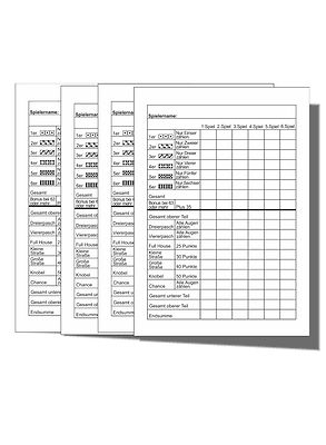 4 Spielblöcke, Spielblock, Knobelblöcke, Würfelspiele, DIN A5,GROSSE SCHRIFT