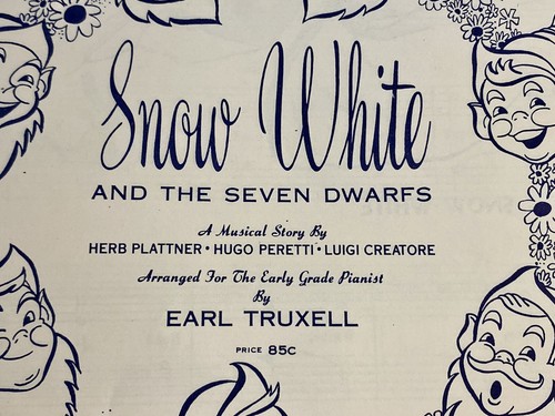 Rare Snow White And The Seven Dwarfs 1952 Sheet Music Earl Truxell - Picture 6 of 9