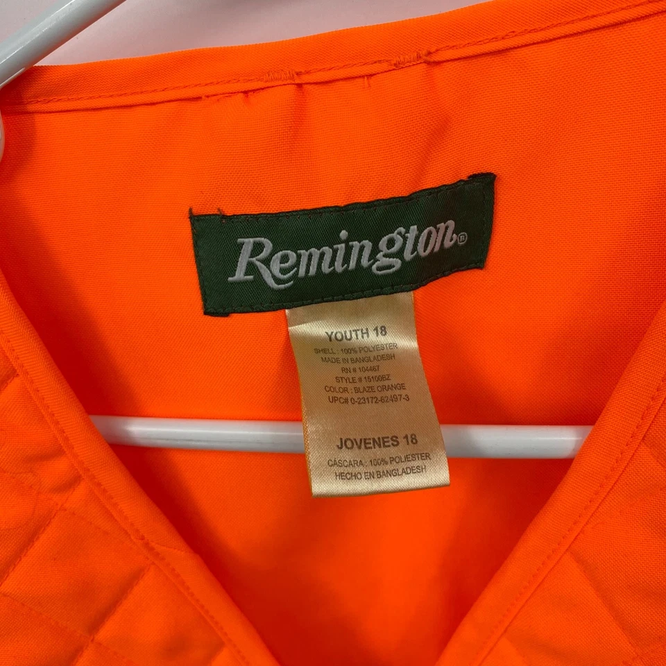Remington Youth Sleeveless Multi Pocket Zip Front Vest Solid Orange Size 18 - Image 4 of 4