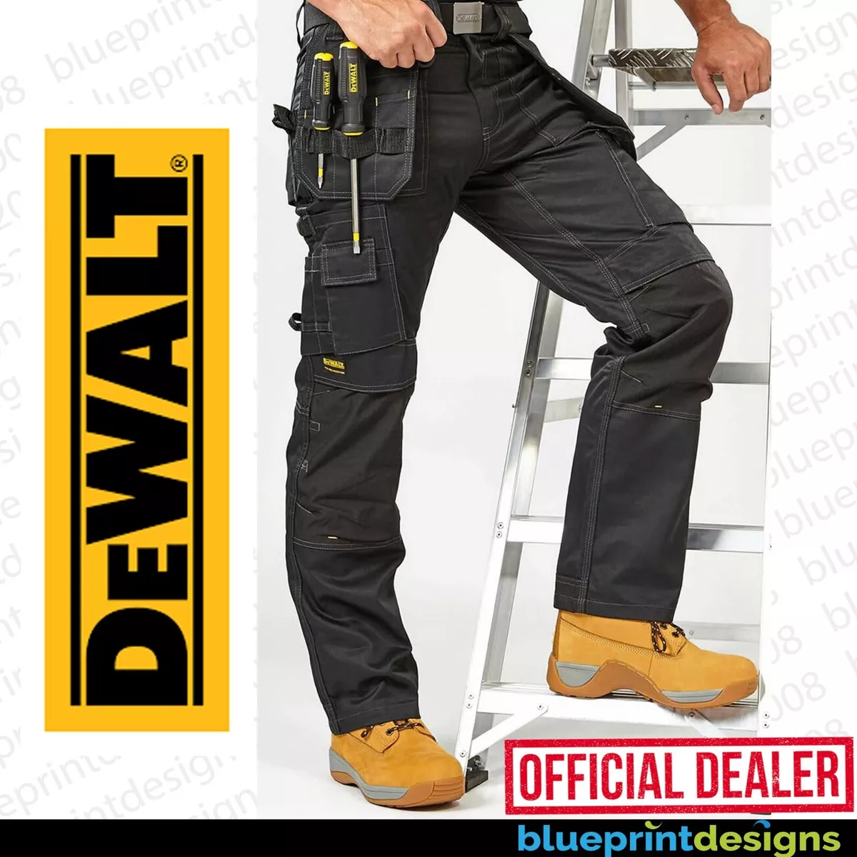 DeWalt Pro Tradesman Multi Kneepad Pocket Work Cargo Industrial Mens Trouser