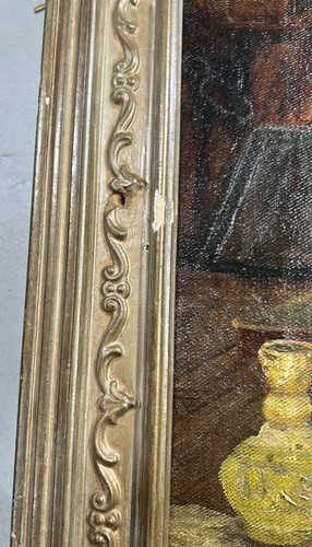Antico dipinto olio su tela della falegnameria di Nazareth datato firmato - Foto 9 di 19