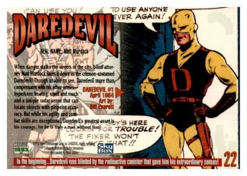 1993 Marvel Masterpieces Daredevil #22 - Bild 2 von 2