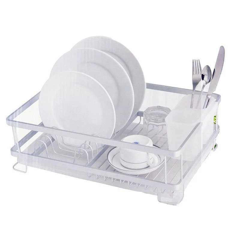 Aluminium Dish Rack Drainer 1/2 Tier Kitchen Plate Drying Cutlery Holder Tray - image 2 of 4