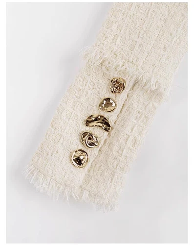 Women L'AGENCE Collared One Button Tweed Coat Top - Picture 8 of 10