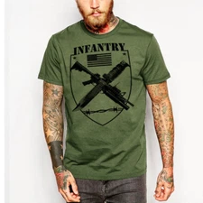 Military T-Shirt Army Navy Machine Gunner Sniper Paratrooper Infantry
