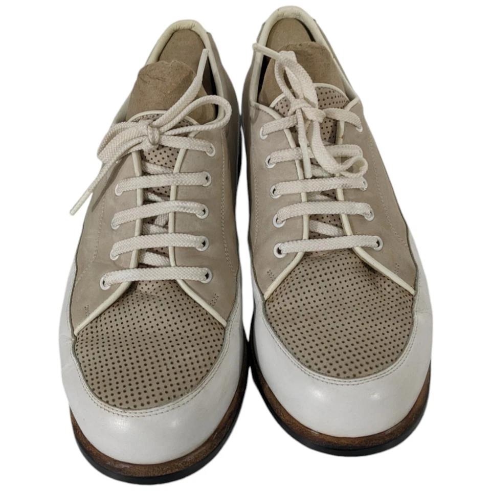 Zapatos de golf Walter Genuin talla 9,5-10 para mujer beige blanco cuero hechos ITALIA Foto 4 de 4