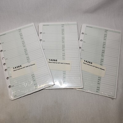 3 NIP Day Timer Classic 7 Ring Desk Size Add In Address+phone# Sheets #14265