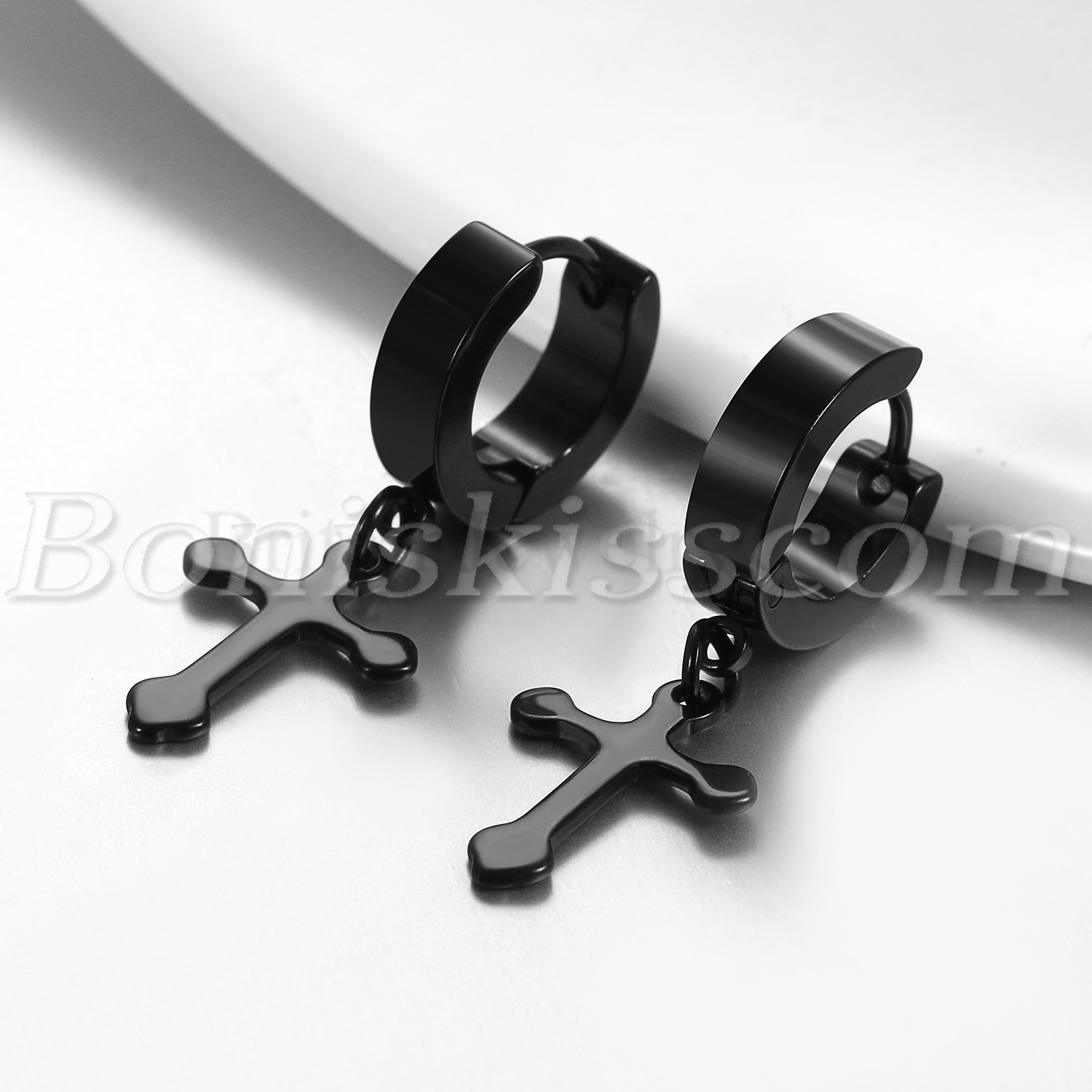 2 Pairs Stainless Steel Cross Drop Dangle Stud Earrings - Punk Hip Hop Style Unisex 6 thumbnail image