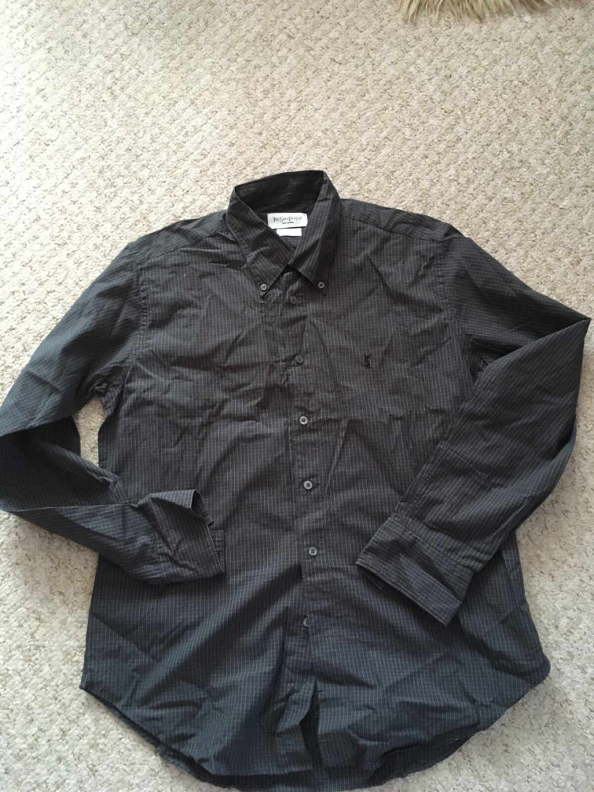 Camicia Yves saint laurent pour homme 100% cotone immacolata condizioni check grigio