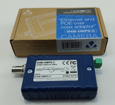 VERACITY VHW-HWPS-C HIGHWIRE Power Star Ethernet OVER COAX Video and POE Adapter