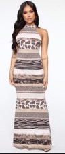 Fashion Nova maxi dress Sz small animal print