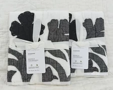 2 Pottery Barn Mahalo Cotton Floral  Appliqué Quilted Gray Standard Shams New