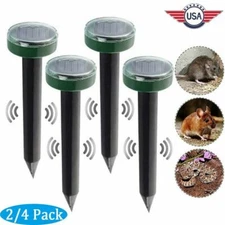 2/4 Pack Solar Power Ultrasonic Mice Gopher Mole Pest Snake Repellent Repeller