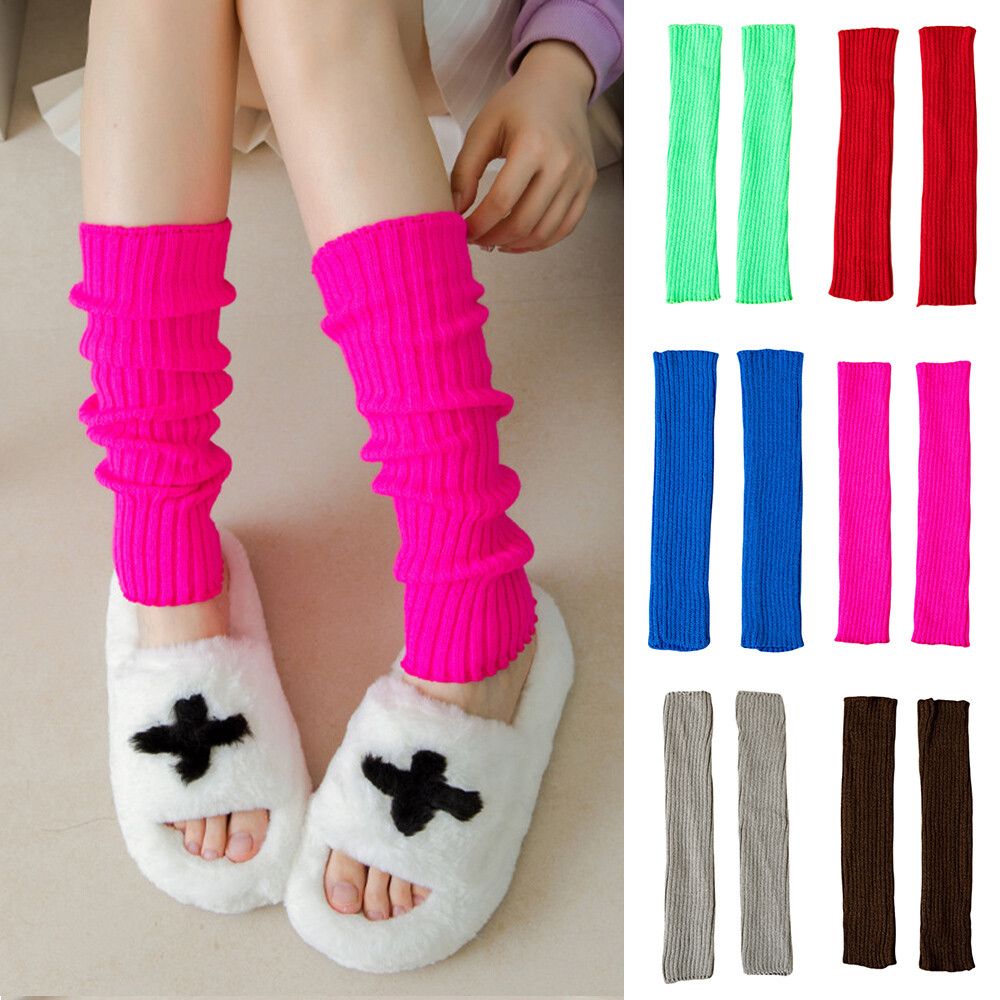 Ladies Winter Warm Leg Warmers Long Knit Knitted Crochet Socks Leggings Warm