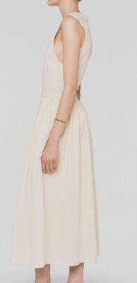 Totme Women's Beige Pleated Crewneck Sleeveless A-Line Dress Size L | eBay
