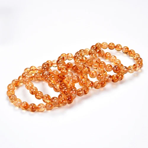 Natural Citrine Gemstone 8MM 10MM 7.5 inch Round Bracelet(S21) - Picture 3 of 3