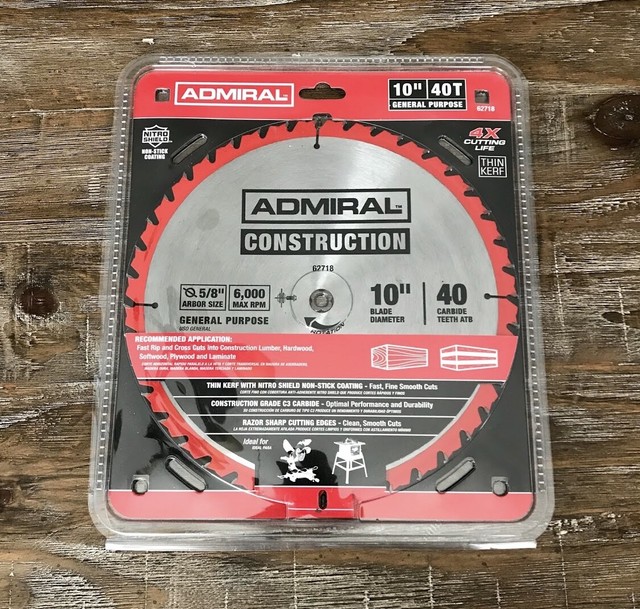 Admiral 62718 10" 40T Construction Saw Blade Thin Kerf with Nitro