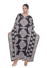Plus Size Kaftan For Women Maxi Dress Boho Hippie Paisley Black Long Kimono Gown
