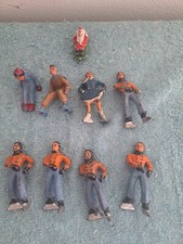 Barclay 9 Piece Miniatures Ice Skating Figurines 1940  s Lead Santa RARE