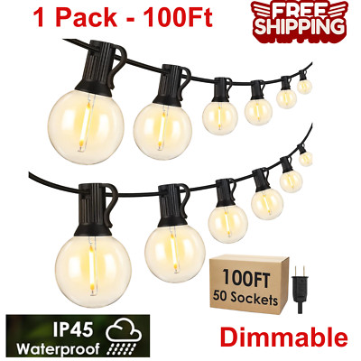 Outdoor String Lights Led, 100FT Grade Patio Shatterproof Bulbs, Dimmable Patio