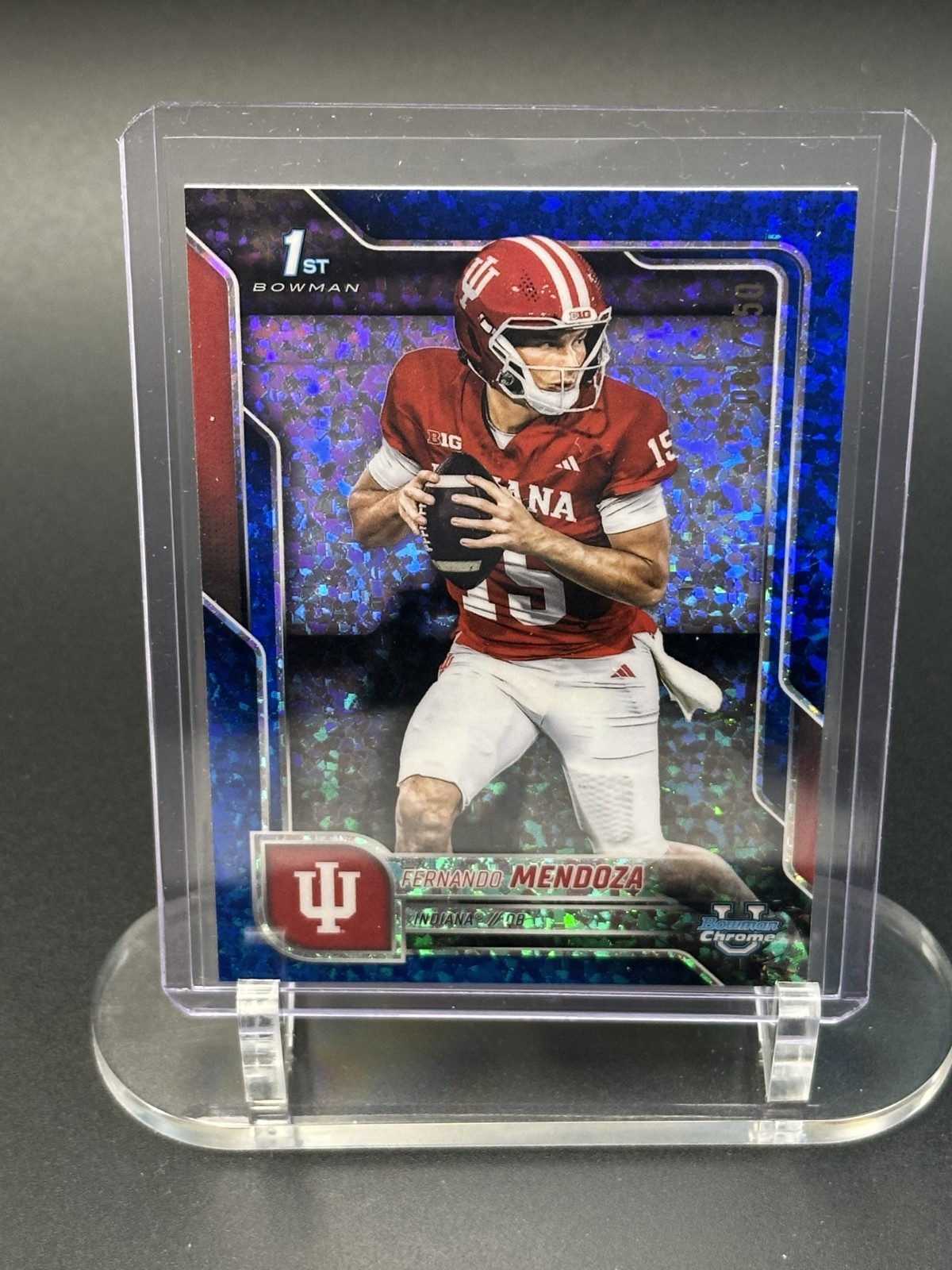 2025 Bowman U Chrome Fernando Mendoza 1st Blue Mini-Diamond Refractor #81/150