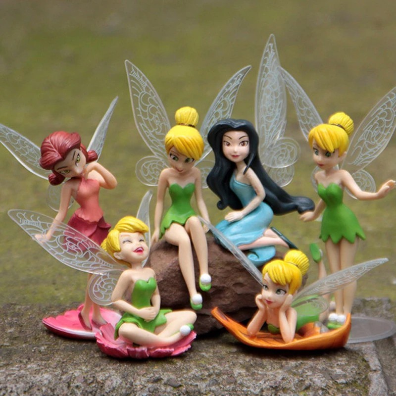 Tinkerbell Tinker Bell Fairy Girls Dolls 6pcs Figures Cake Topper Party Toy Gift