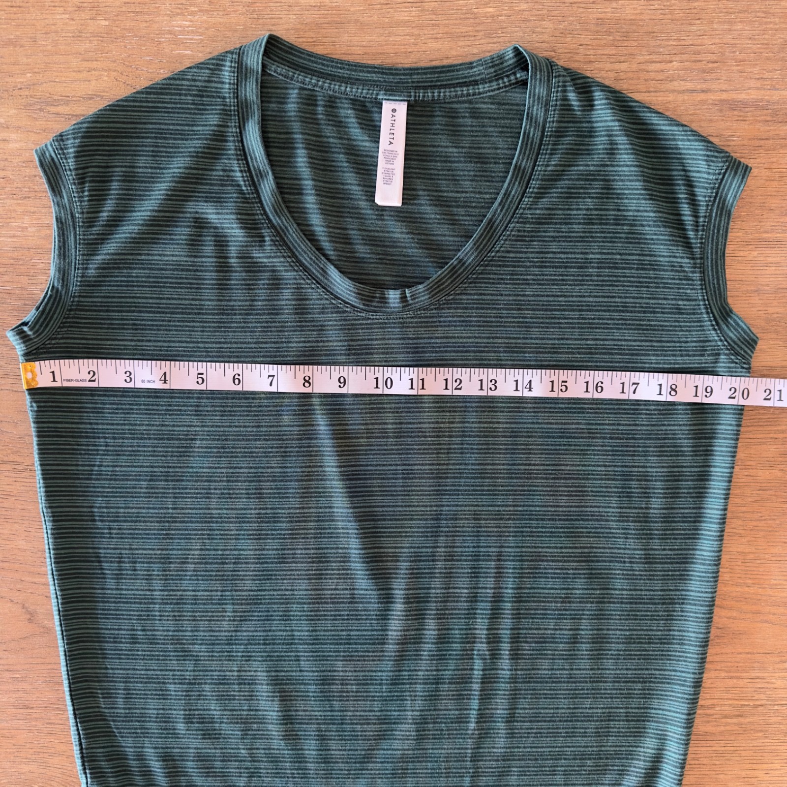 Athleta Cloudlight Stratus Tee-Soft Athleisure-Womens Size XS-Color Green Stripe