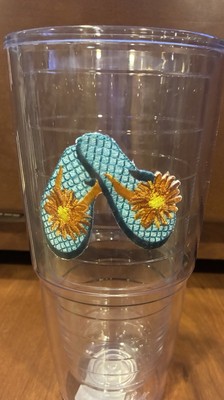 New 24oz Tervis Tumbler Teal FlipFlop Design  NO LID           MADE IN USA