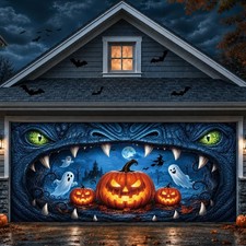 7 x 16 ft Halloween Garage Door Cover Decorations, Giant Monster Mouth Haunted