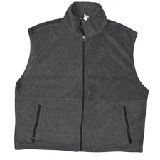 Columbia Men's 2XL Gray Polyester Fleece Full Zip Vest Solid Pockets Sleeveless