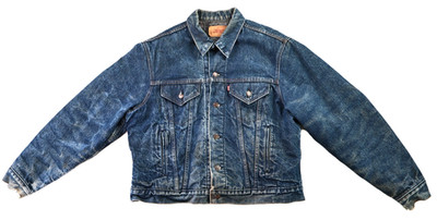 Vintage 80s Levi s Levis 70506 0317 USA L 44 46 Blue Blanket Lined Jean Jacket