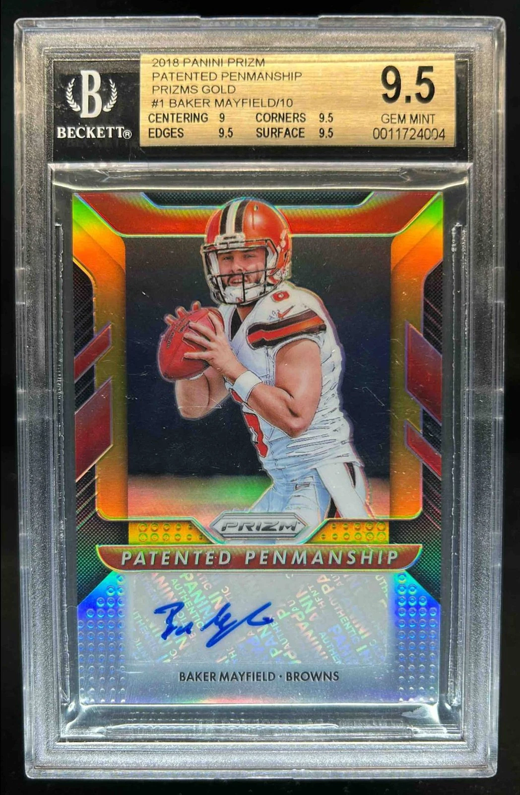 Baker Mayfield Panini Prizm Patented Penmanship #BM Gold