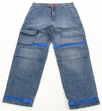 Rare VTG MARITH  FRAN OIS GIRBAUD Shuttle Tech Strap Cargo Jeans 90s Y2K Blue 40