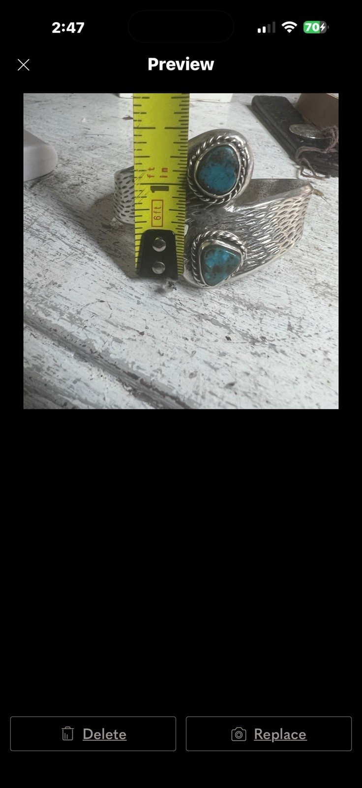 SOLID SS/Turquoise Native American cuff - image 4