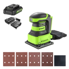 Greenworks 24V Quarter Sheet Sander (max 11000 OPM) w/ 2Ah Battery & 2A Charger