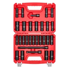 VEVOR 1/2 in Drive Impact Socket Set 29 Piece SAE 3/8 in-1 in Metric 10-24 mm