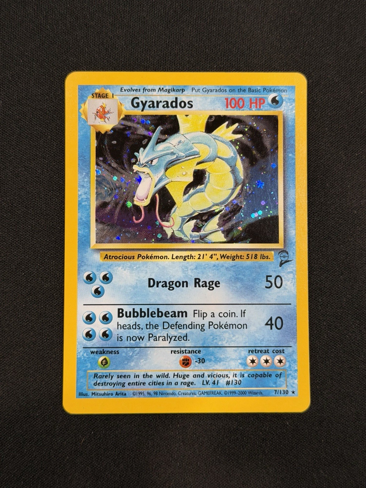 Gyarados Holo Rare 7/130 Base Set 2 Pokemon Card WOTC