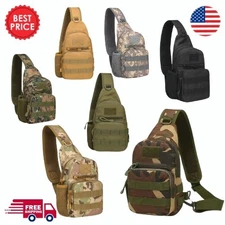 Mens Backpack Tactical Sling Shoulder Bag Molle Travel Chest Pack Outdoor Hiking