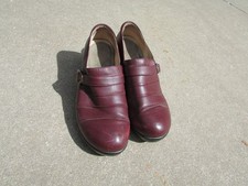 VTG Alegria Dark Cordova Red Leather P.G. Lite Slip On Buckle Shoes Size 41 9