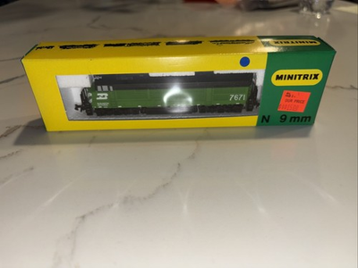 #ad Minitrix Burlington Northern 7671 Train Engine N Scale New $55.00