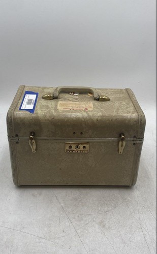 Vintage Samsonite Streamlite Beige Mottled Lock Mirror Handle Luggage Train Case