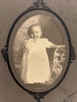 Antique Cabinet Photo Sweet Baby Standing By Chair Oval Photo Carthage MO