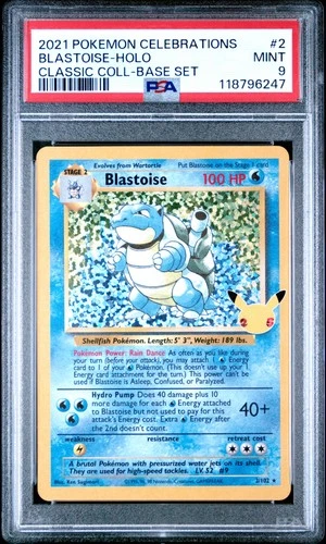 2021 POKEMON CELEBRATIONS CLASSIC COLL #2 BLASTOISE-HOLO PSA 9